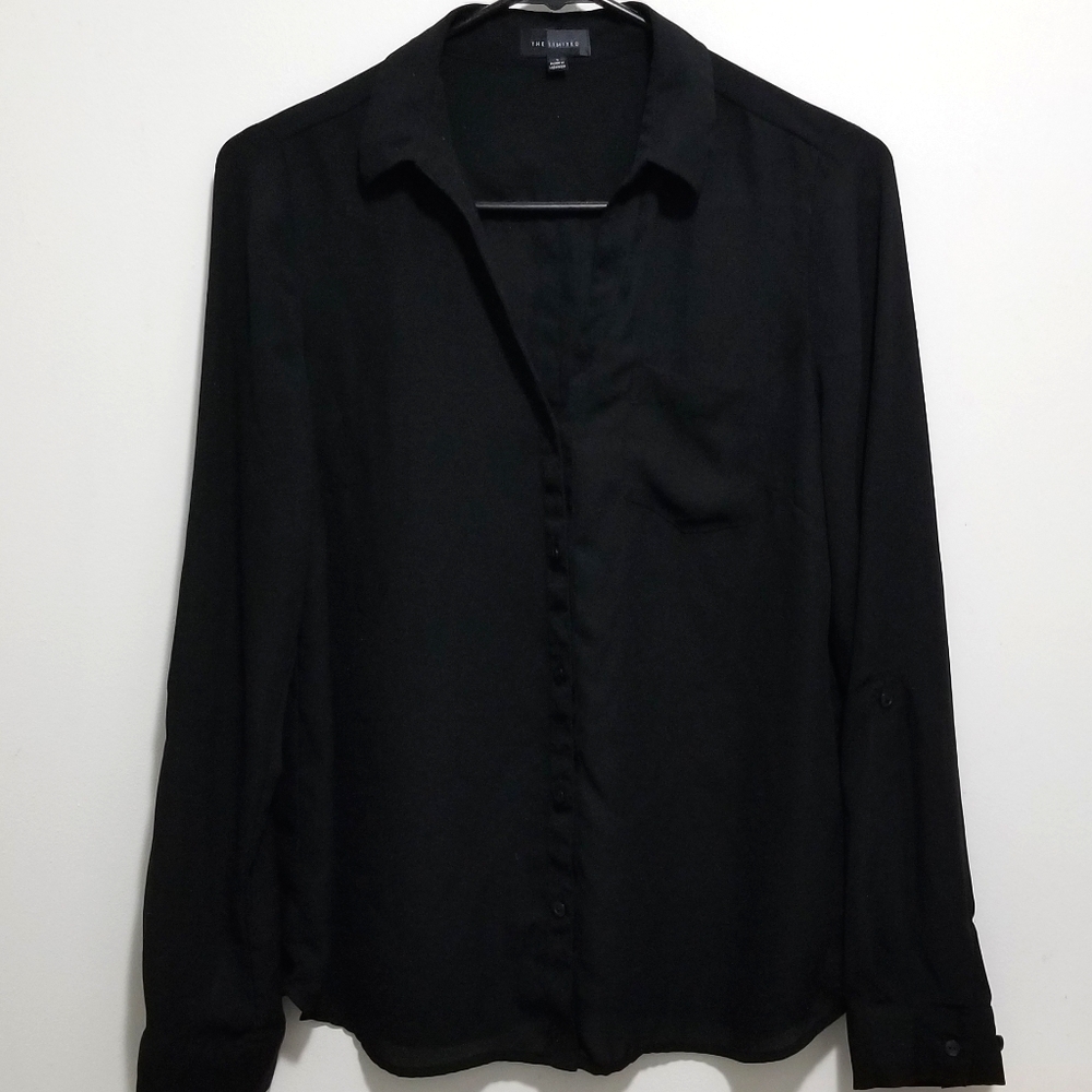 The Limited Black Sheer Long Sleeved Blouse